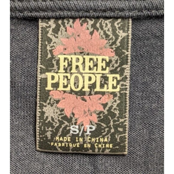 FREE PEOPLE Y2K Blue/Gold Studded Black Circular T-Shirt Top Small - Picture 8 of 10